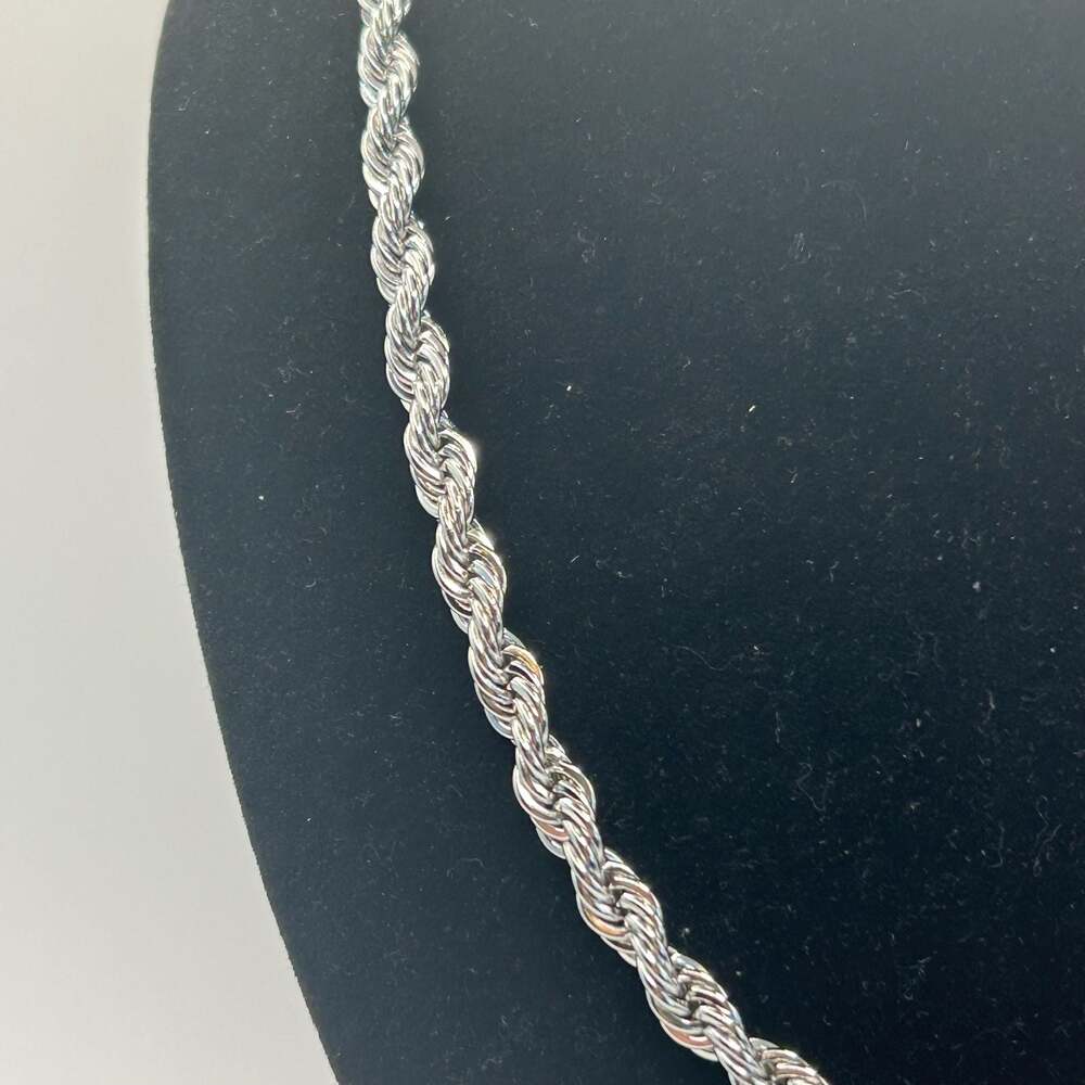 Unisex Real 925 Silver Rope Chain Plated 6mm 20 Inch Non Tarnish Sleek Durable - Picture 3 of 4